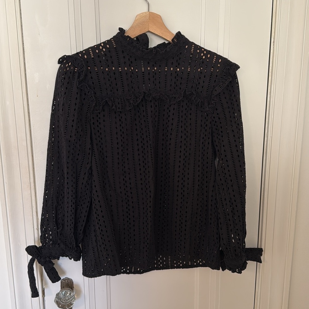Madewell black lace top - size S